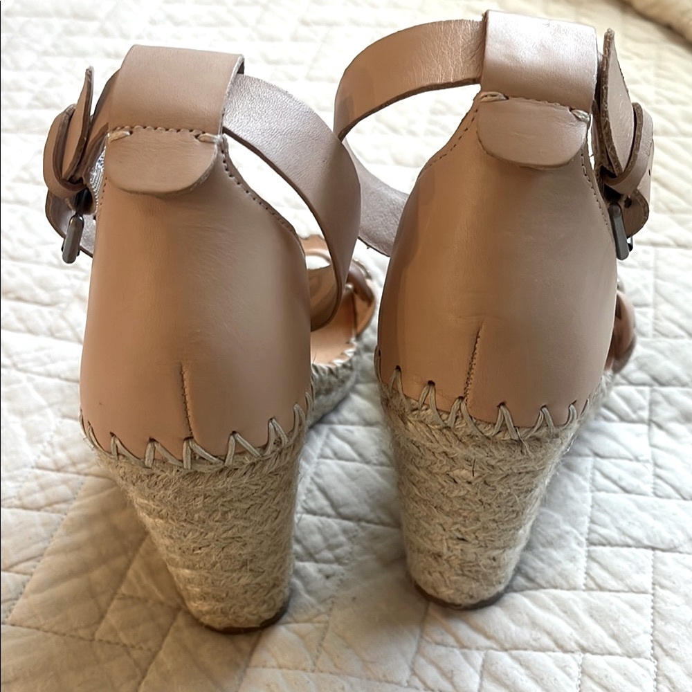 Nude Braided Espadrille Wedge Sandals with Ankle Strap - Picture 3 of 11